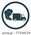 Truck or van icon with exhaust gases. Exhaust fumes. Environmental pollution. Smog 77338529