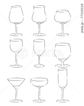 ワイングラスのイラストセットのイラスト素材