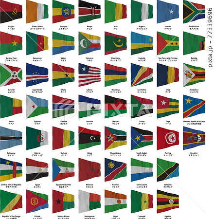 アフリカ地域の国旗 54種類のイラスト素材