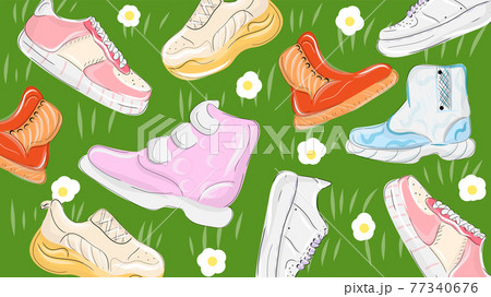 Sneakers pattern vector Sneakers pattern vector 77340676