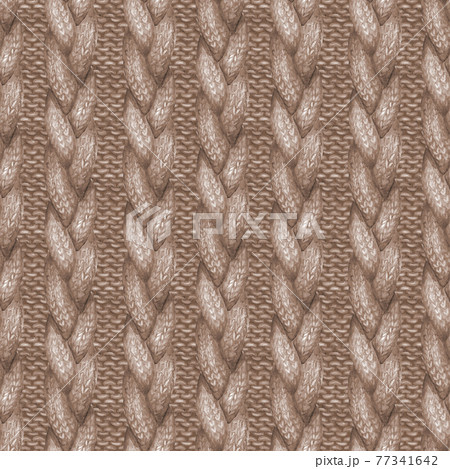 Beige gray realistic knitted seamless pattern. Watercolor hand paint cozy warm knit texture 77341642