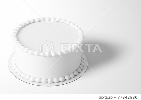 3D rendering plain white birthday cake isolated on colored background. fit for your design element. 77342830