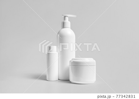 High resolution cosmetic bottle package 3d rendering isolated mockup fit for your design element. High resolution cosmetic bottle package 3d rendering isolated mockup fit for your design element. 77342831