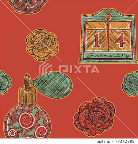 Valentine Day Perfume vintage seamless pattern Valentine Day Perfume vintage seamless pattern 77342889