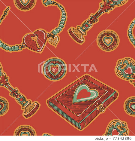Valentine Day red vintage seamless pattern Valentine Day red vintage seamless pattern 77342896