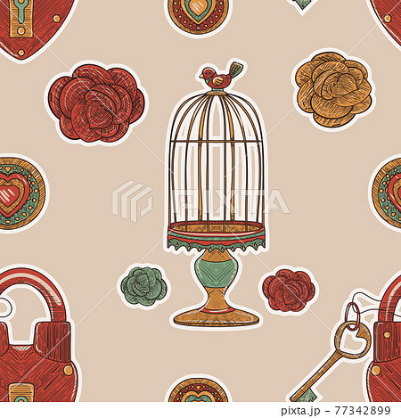 Valentine Day beige retro seamless pattern 77342899