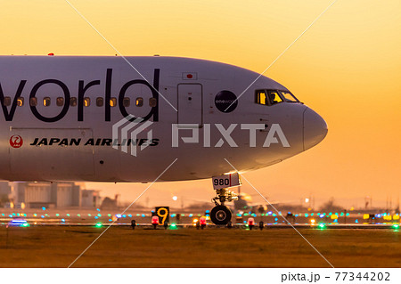 阿蘇熊本空の滑走路に進入する旅客機 77344202
