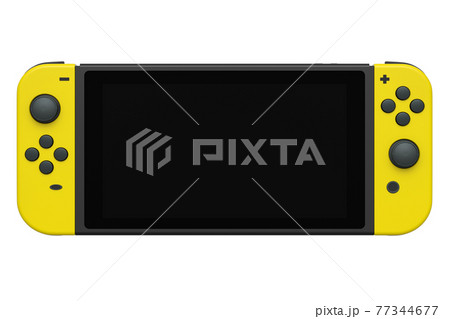 Realistic video game controllers attached to mobile phone on white background 77344677