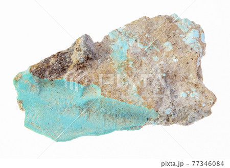 piece of raw turquoise stone on white piece of raw turquoise stone on white 77346084