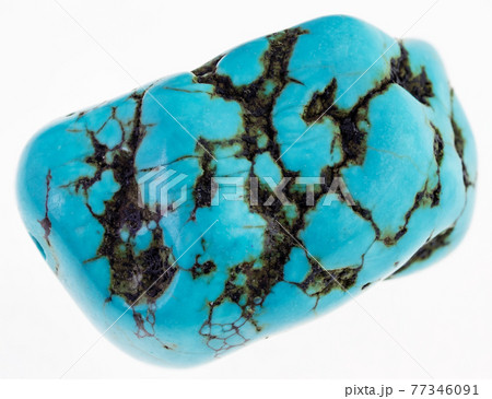 tumbled blue howlite (turquenite) gem on white 77346091