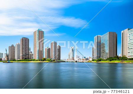 東京 中央大橋と佃の高層マンション 東京 中央大橋と佃の高層マンション 77346121