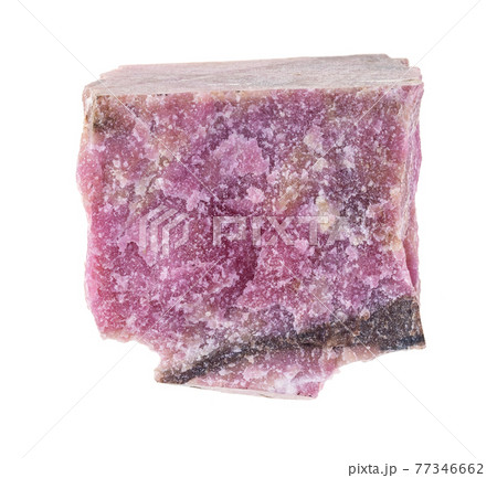 raw rhodonite stone on white 77346662