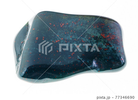 tumbled heliotrope gem stone (bloodstone) on white 77346690