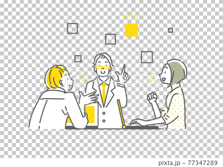 Business team discussion Simple and stylish line drawing illustration material 77347289