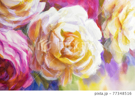 Peonies and roses bouquet. Artistic sketch etude. 77348516