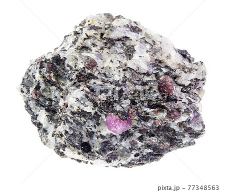 corundum crystals in rough gneiss stone on white corundum crystals in rough gneiss stone on white 77348563