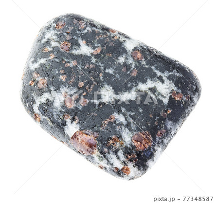 Garnet crystals in tumbled Hornblende stone Garnet crystals in tumbled Hornblende stone 77348587