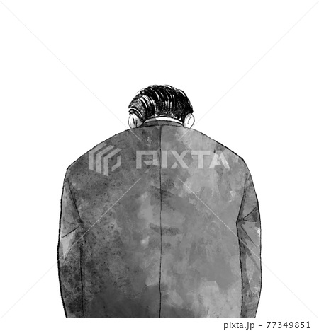 落ち込むスーツの男性の後ろ姿のイラスト素材