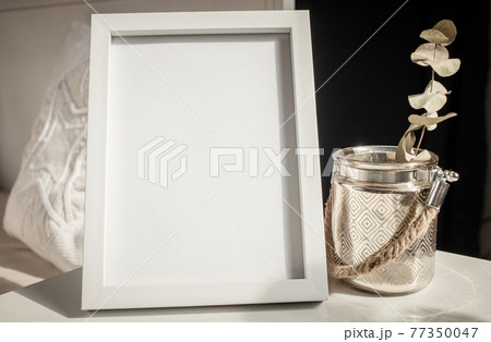 white portrait frame mockups, Scandinavian interior  neutral color palette. 77350047