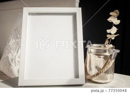 white portrait frame mockups, Scandinavian interior  neutral color palette. 77350048