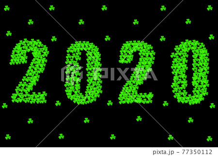 new year 2020 design basis, two thousand twelfth symbol of clover on a black background 77350112