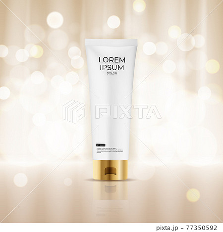 3D Realistic Pastel Cream Bottle. Design Template of Fashion Cosmetics Product for Ads, flyer or Magazine Background. Vector Illustration 77350592