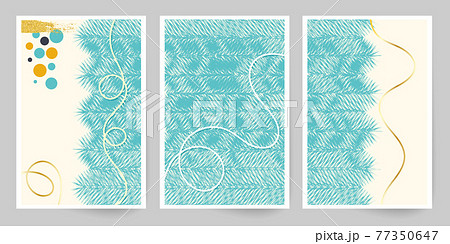 Modern art. Abstract cover template. Winter motif. Set of geometric lines. Imitation watercolor painting texture design. Minimalist hand painted canvas. New year design. 77350647