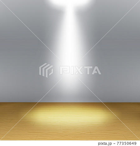 Empty Room, Grey Wall With Spotlight, Wooden Floor. Vector. 77350649