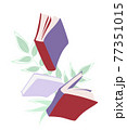 Books flying banner template. Vector minimalist background with textures for a library. Education poster, flyer, advertising. Knowledge web design promotion. Literature cover round element. 77351015