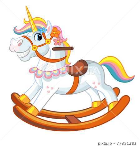 Cute riding rocking horse vector cartoon...のイラスト素材 [77351283] - PIXTA
