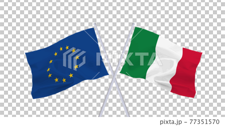 EUとイタリアの旗 77351570