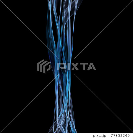 黒色の背景に流れる青色のライン 77352249