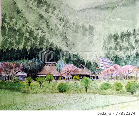 かやぶき民家とこいのぼり かやぶき民家とこいのぼり 77352274