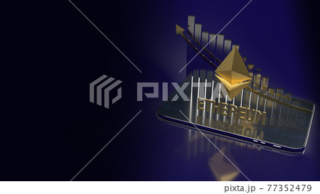 The  gold ethereum  cryptocurrency for business concept 3d rendering, Bangkok ,Thailand, 02-07-2021. The  gold ethereum  cryptocurrency for business concept 3d rendering, Bangkok ,Thailand, 02-07-2021. 77352479