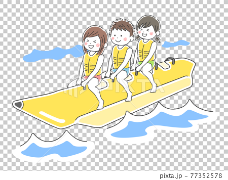バナナボートに乗っている人のイラストのイラスト素材