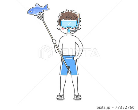 素潜り漁をする人のイラスト 77352760