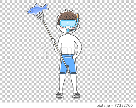素潜り漁をする人のイラスト 77352760