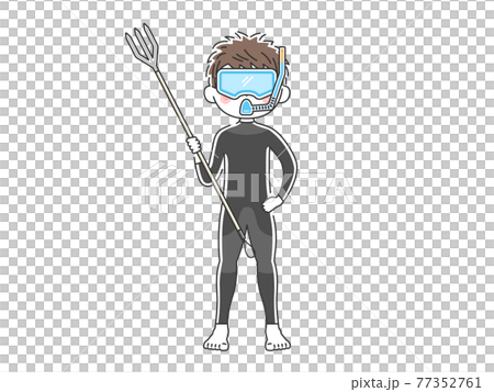 一個人穿著潛水衣並進行皮膚潛水的插圖 77352761