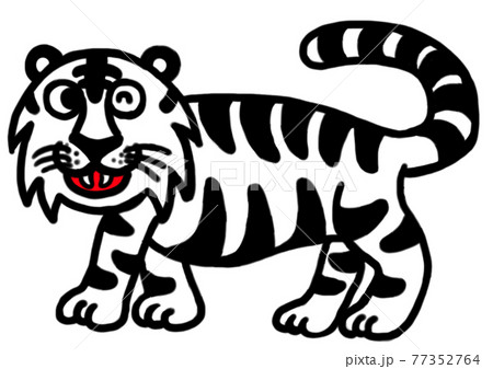 西方を守護する四聖獣のひとつ白虎のイラスト素材