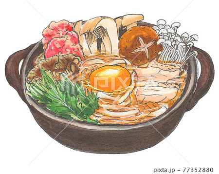 手描き飲食メニュー 鍋焼きうどんのイラスト素材 7735