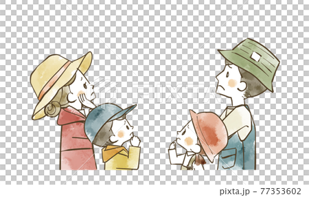 アウトドアウェアの4人家族 77353602