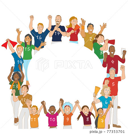 SDGsゴールを目指す世界各国の人たちのフレーム素材 SDGsゴールを目指す世界各国の人たちのフレーム素材 77353701