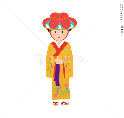 沖縄の伝統的な着物（紅型） 77354277
