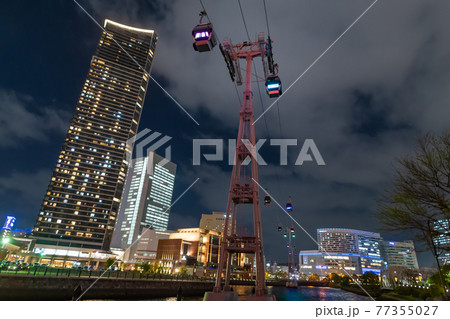 横浜エアキャビンロープウェイが開通した横浜みなとみらいの夜景 横浜エアキャビンロープウェイが開通した横浜みなとみらいの夜景 77355027