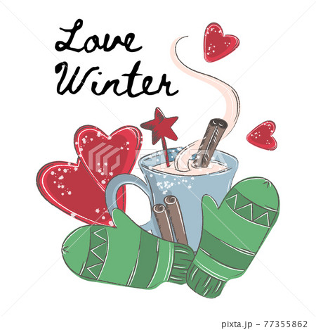 LOVE WINTER Merry Christmas New Year Cartoon Hand Drawn Flat Style Clip Art Vector Illustration Set For Print LOVE WINTER Merry Christmas New Year Cartoon Hand Drawn Flat Style Clip Art Vector Illustration Set For Print 77355862