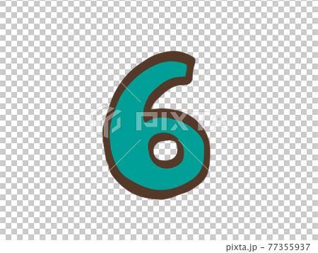 可愛的數字6（棕色）/手寫插畫素材 77355937