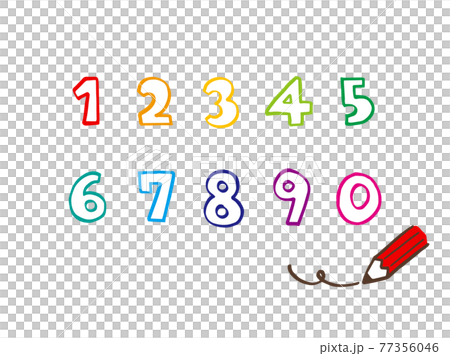 Cute numbers 1 ~ 0 (brown color) / handwritten illustration material Cute numbers 1 ~ 0 (brown color) / handwritten illustration material 77356046