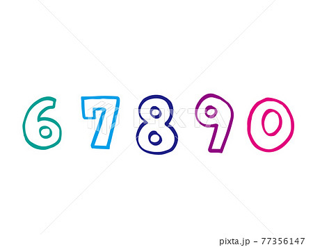 かわいい数字　番号67890／手書きイラスト素材 77356147