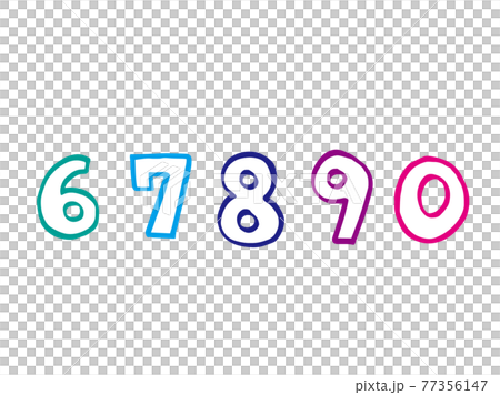 かわいい数字　番号67890／手書きイラスト素材 77356147