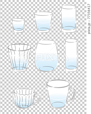 玻璃杯插畫套裝（帶白框） 77356417